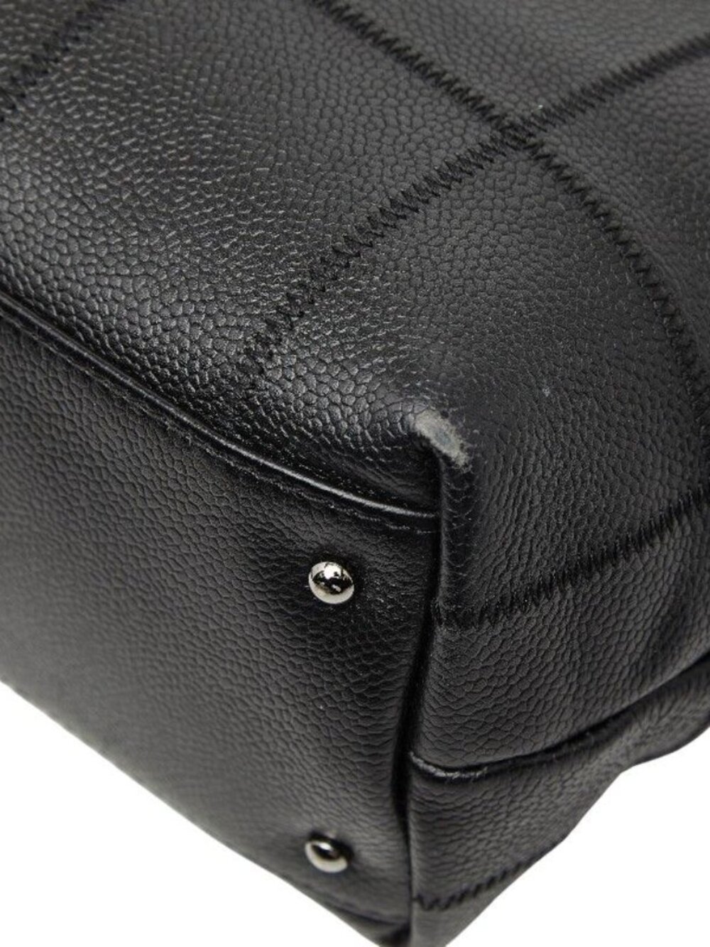 Chanel Choco Bar Logo Tote Black Caviar Leather - Picture 6 of 10